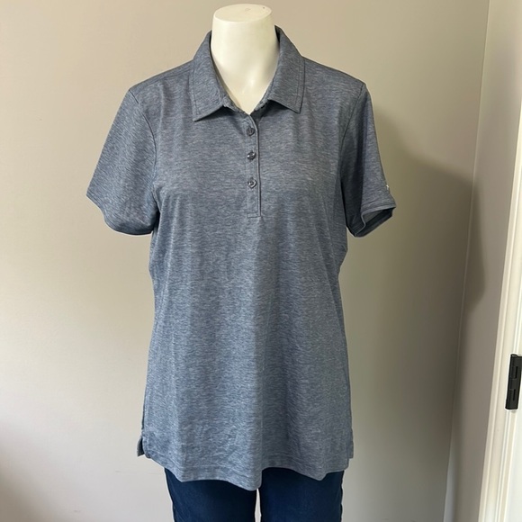Travis Matthew She Classy Polo Golf Shirt Heather Vintage Indigo Womens L NEW - Picture 1 of 11